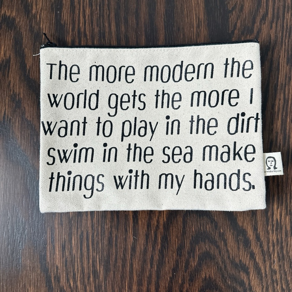 Small White Canvas Pouch with Quote
